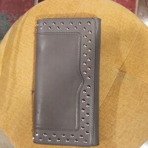Genuine leather gray clutch